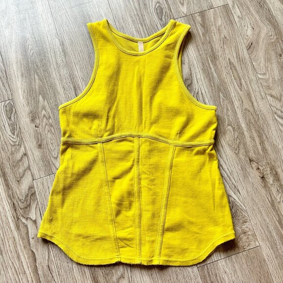 Free People Movement Headstart Corset Style Tank in Yellow Sulfur Size L - Picture 2 of 5
